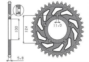 Zębatka tylna 4444 38 ducati monster / a821 '15- 20, panigale 899 898 '14-15, scrambler a800 '15-16 (jtr746.38) (łańc.520)