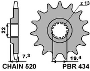 Zębatka przednia 434 14 suzuki dr 250 '82-'87, 250, gn 250 (jtf434.14) (łańc. 520) (434.14jt)