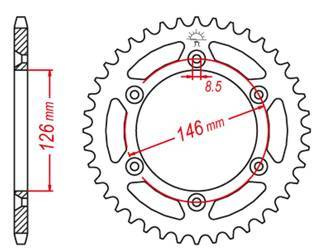 Zębatka tylna aluminiowa kolor srebrny 808 51 (80851) suzuki rm/rmz 250/450 '01-'20 (jtr808.51)
