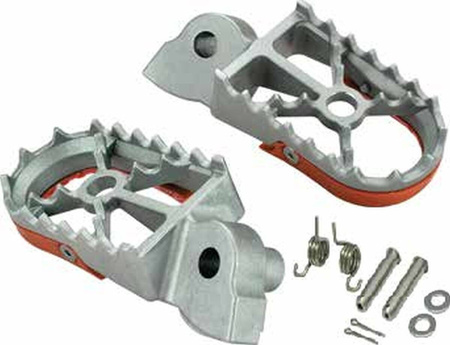 Podnóżki pegi ktm sx 50 '14-'22; sx 65 '11-'22; sx 85 '03-'17; sx/sxf 125/250/350/450 '98-'16 ( stal nierdzewna w komplecie z zestawem montażowym 2 sprężyny, 2 sworznie, 2 podkładki, 2 zawleczki)