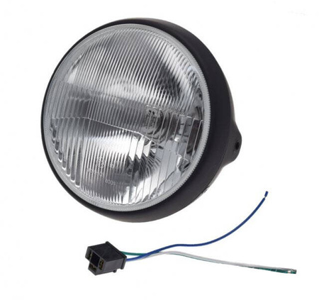 Lampa przód reflektor 7 cali H4 12V czarna matt E-Mark ECE