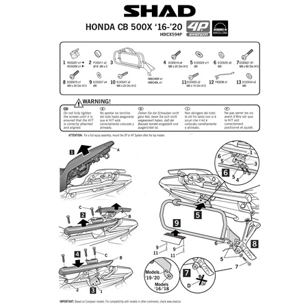 Stelaż do kufrów bocznych Shad 4P Terra do Honda CB500X