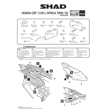 Stelaż do kufrów bocznych Shad 4P Terra do Honda Africa Twin CRF1000L