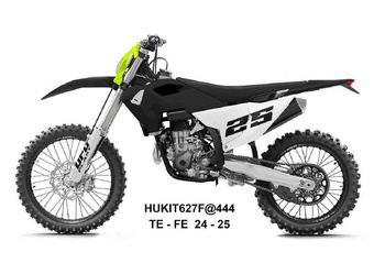 KOMPLET PLASTIKÓW (FULL KIT) Z OSŁONAMI TELESKOPÓW (AMORTYZATORÓW) HUSQVARNA TE 150 / 250 / 300 '24-'25, FE 250 / 350 / 450 / 501 '24-'25 KOLOR CZARNY / BIAŁY