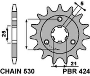 Zębatka przednia 424 15 18nc suzuki gt 380/550 (750=+1) (łańc. 530)
