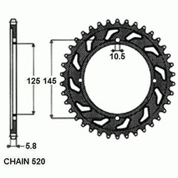 Zebatka napedzana stalowa sunstar sunr1-3538-45