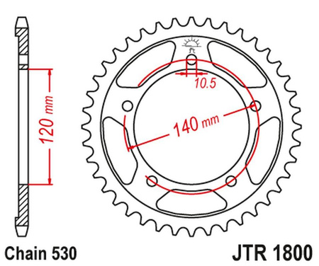 zębatka tylna 4409 43 suzuki gsf 1250 '06-'16, gsxr 1000/1300 (440943jtzbk) (łańc. 530) kolor czarny