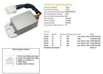 Dze regulator napięcia honda xl/350/500/600r (esr670)