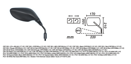 Lusterko Prawe Honda Pcx 125/150, Crf 250 Power Force