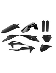 Komplet plastików ktm sx/sx-f '19-'22 w zestawie tablica przednia (8666400003) i osłony amortyzatorówzawiera (8398600003) kolor czarny
