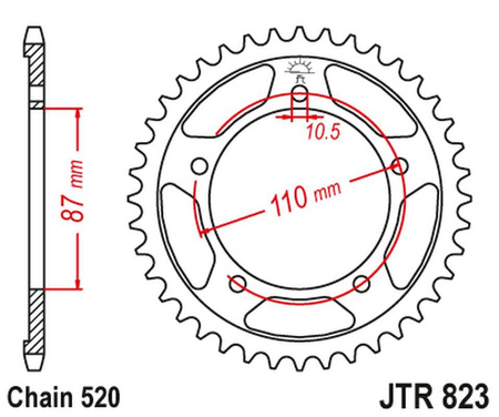 zębatka tylna 795 39 suzuki gs 500 e/f 88-10 (79539jtzbk) (łańc. 520) kolor czarny