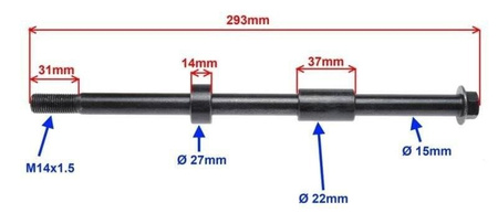 Oś koła tył M15 do Junak 901 Sport
