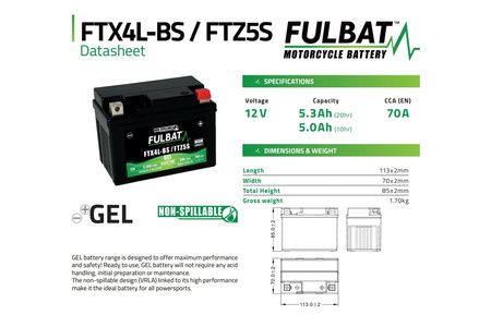 Akumulator Żelowy Bezobsługowy Fulbat Ftx4l-Bs / Ftz5s