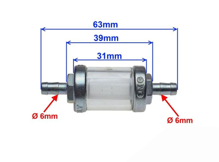 Filtr Paliwa Metalowy Mały Fi 6 Mm O.M.G