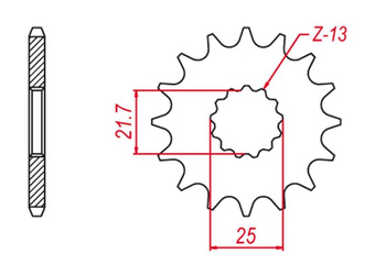 Zębatka przednia 565 14 yz 250 '99-'21, wr400/426/450f, yz 400/426/450f,yfz 450 '04-'13 (jtf565.14)