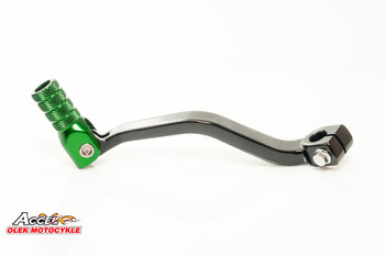 Dźwignia zmiany biegów kawasaki kx 60 '85-'02, kx 80/85 '91-'18 aluminiowa kolor czarny, końcówka zielona