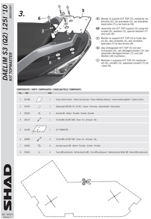 Stelaż kufra tylnego Shad do Daelim S3 125