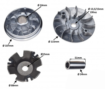 Wariator do skutera 125 Gy6-125 150 cm Zipp Romet Barton Junak