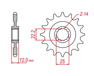 Zębatka przednia 2102 14 gas gas ec 125/200/250/300/400/450/515 '00-20, rieju mr 300 '21-, (+1) (łańc.520) (jtf715.14)