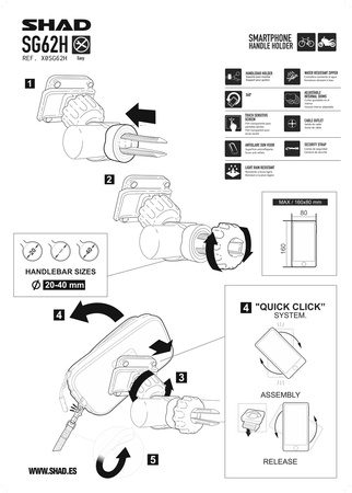 Uchwyt telefonu na kierownicę Shad 180x90 mm