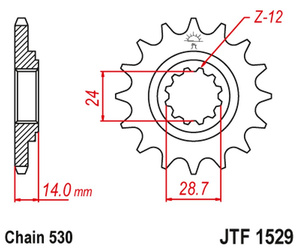 zębatka przednia 2077 17 kawasaki zrx 1100/1200 '97-06 (207717jt) (łańc. 530)