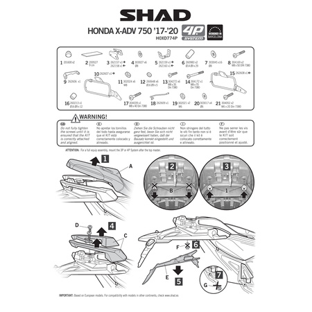 Stelaż do kufrów bocznych Shad 4P Terra do Honda X-ADV 750