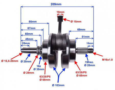 Wał korbowy silnik 162FMJ Loncin CB150