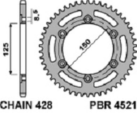 Zębatka tylna 4521 45 f honda cg 125 es (04-06) (łańc. 428)