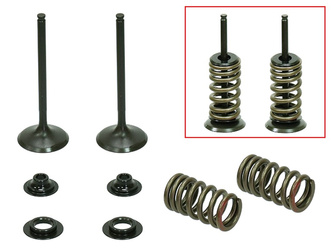 ZAWORY WYDECHOWE (KOMPLET 2 SZT. ZAWORÓW ZE SPRĘŻYNAMI I PODKŁADKAMI) HONDA CRF 450R '02-'06 STALOWE (MX-09534E) (31X4,97X84,3MM)