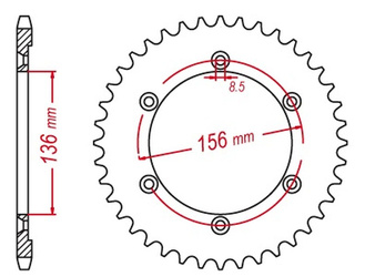 ZĘBATKA TYLNA 4365 43 SUZUKI DR 650 SE '96-'12 (JTR1791.43) (ŁAŃC. 525)