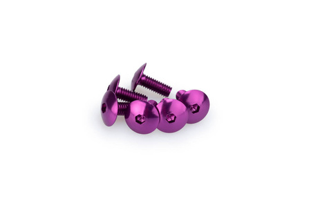 Śruby z anodyzowanego aluminium blister 6 wypukłych śrub m6x15mm fioletowe