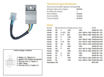 Dze moduł zapłonu cdi honda cb 650/750/900/1100f, cbx 1000 (30400-461-155)