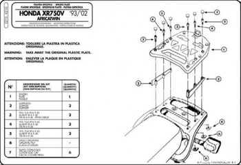 stelaż kufra centralnego honda xrv 750 africa twin (93-02) ( z płytą monokey )