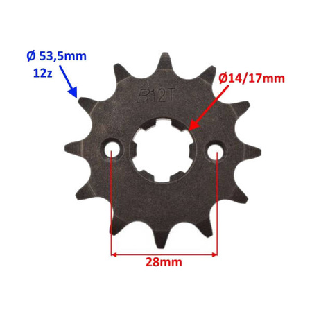Zębatka przód zdawcza 12Z 428 enduro Py Derbi z Zabezpieczeniem