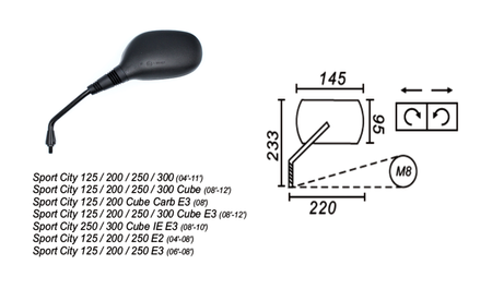 Lusterko Lewe Aprila Sport City 125/200/250/300 Power Force