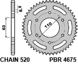 Zębatka tylna 4675 44 c45 ktm 125/200 duke '14-18, 390 duke/rc '13-18 (jtr890.44) (łańc. 520)