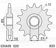 ZĘBATKA PRZEDNIA 823 15 HUSQVARNA 125/240/250/350/400/430/500 '83-'89, HUSABERG FC/FE 350 '96-'01, FC/FE 400 '96-'03, FE 501 '96-'01, FE 600 '96-'01 (ŁAŃC. 520) (JTF823.15) - WYPRZEDAŻ
