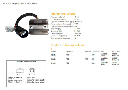 Dze regulator napięcia honda vfr800 02-09 (35a) (31600-mcw-d61) (esr438)