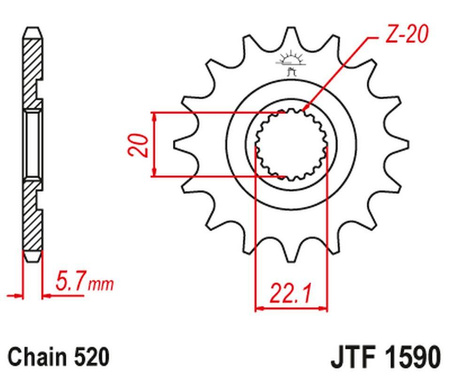 Zębatka przednia 2103 13 yamaha yzf 250 '01-'17, wr 250f '01-'17 (210313jt) (łańc. 520)