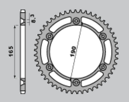 Zębatka aluminowa kolor czarny 896 51 ktm 125 mx '90, 250 mx '83-'87, 500 mx '85-87, 350 enduro '84-'87, 600 lc4 mx '89 (jtr896.51) (łańc. 520)