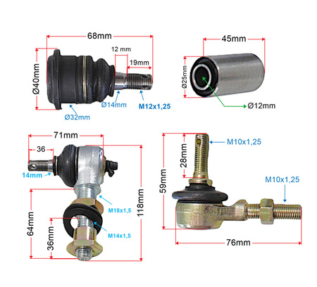 Zestaw Naprawczy Przedniego Zawieszenia Power Force Kpl Quad Atv 200/250 Cc