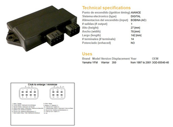 Dze moduł zapłonu cdi yamaha yfm350 warrior 97-01
