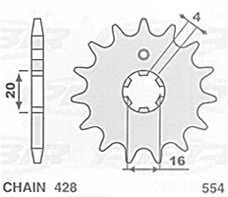 ZĘBATKA PRZEDNIA 554 12 YAMAHA DT80LC '84-'94 - WYPRZEDAŻ