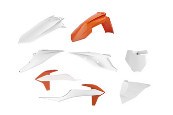Komplet plastików ktm sx/sx-f '19-'22 w zestawie tablica przednia (8574200001) kolor biały pomarańczowy oem