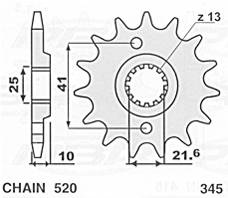 Zębatka przednia 345 15 honda nx 650 '91-'01, yamaha xt 660 r/x