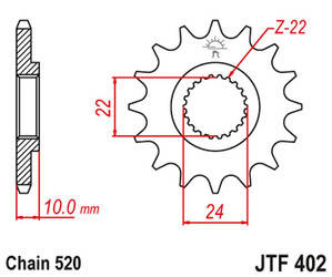Zębatka przednia 402 16 z gumą bmw f 650 '94-'15, aprilia pegaso 650 '98-'04 (jtf402.16rb)* (łańc. 520)