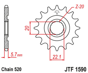 Zębatka przednia 2103 13 yamaha yzf 250 '01-'17, wr 250f '01-'17 (210313jt) (łańc. 520)