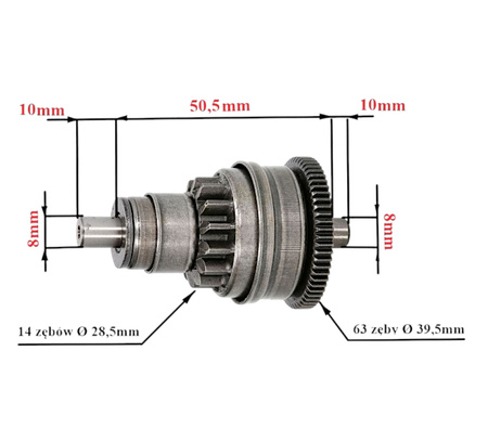 Bendix Rozrusznika Honda Tact 50, Suzuki Ad50 / Kymco Zx50 Power Force