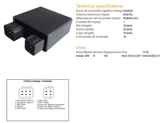 Dze moduł zapłonu cdi honda crf 150r '12-17 (30410-kse-a71)