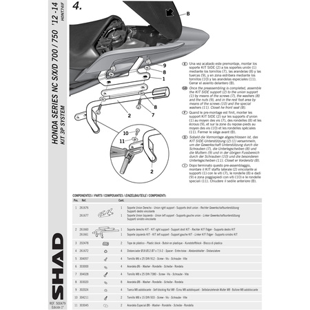 Stelaż do kufrów bocznych Shad 3P do Honda NC700